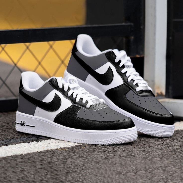 Share Air Force 1 Custom Black White Gray