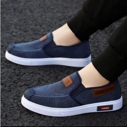 New Collection Premium Quality Black And Blue Color FRENCH Casual Canvas Shoes For Men M7171
